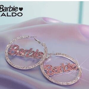 Aldo Pink and Silver Barbie Hoop Earrings